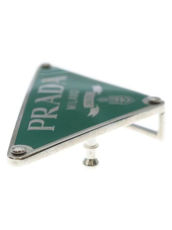Prada Triangle Logo Metal Belt Buckle Green main image 6